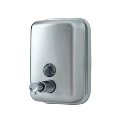 1000 ml kapasiteli, dikey dikdörtgen formda, basmalı butonlu 304 paslanmaz çelik sıvı sabunluk.