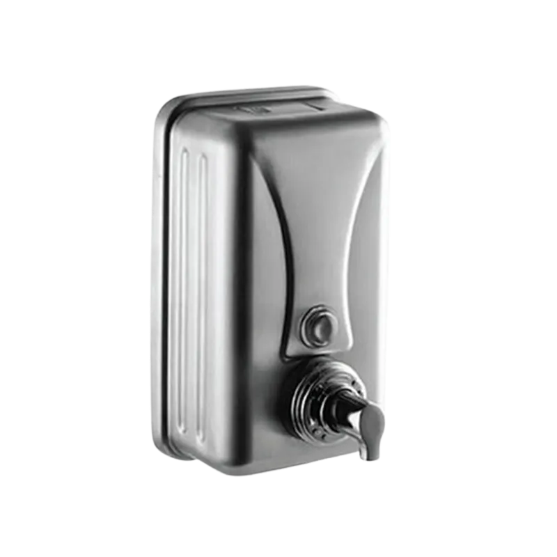 1000 ml kapasiteli, manuel basmalı butonlu, 304 paslanmaz çelik köpük sabunluk.