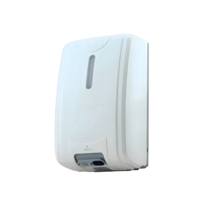 Beyaz renkli, 2100 ml kapasiteli, sert ABS plastik gövdeli, sensörlü ve hibrit çalışan sıvı sabunluk.