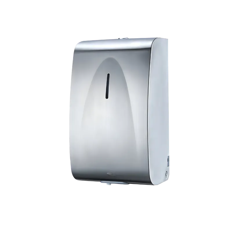 2100 ml (2.1 litre) kapasiteli, bombe tasarımlı 304 paslanmaz çelik, elektrikli ve pilli büyük boy sıvı sabunluk.