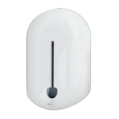 Beyaz renkli, oval tasarımlı, 1100 ml kapasiteli ABS plastik sensörlü sıvı sabunluk.