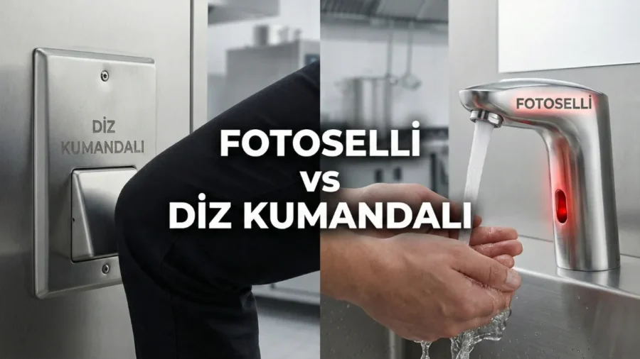 Endüstriyel mutfaklar için fotoselli ve diz kumandalı paslanmaz el yıkama ünitesi mekanizmalarının yakından karşılaştırması.