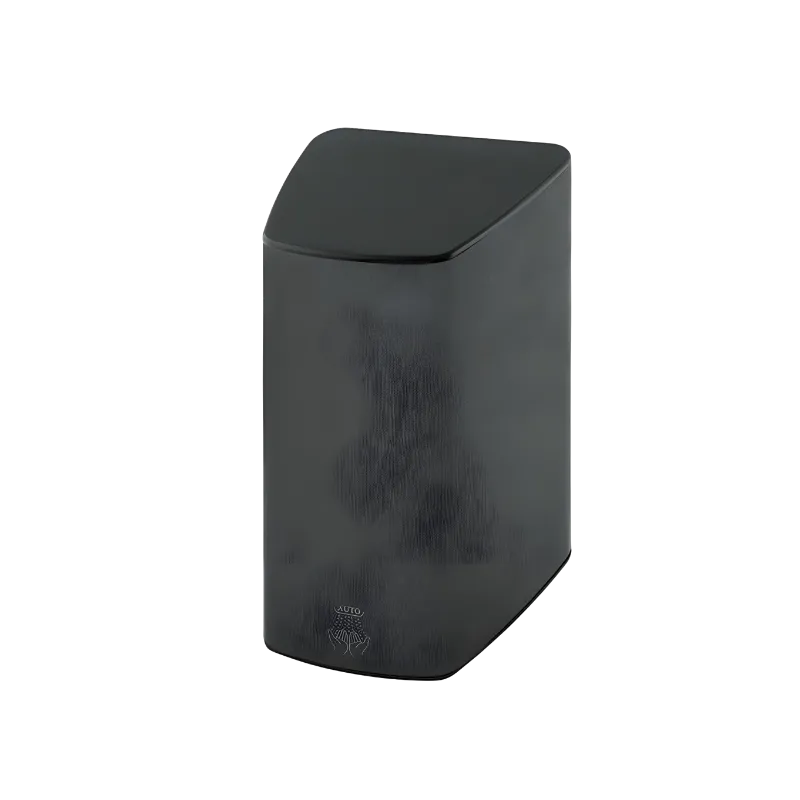 Mat siyah ve satine renk seçenekli, 304 paslanmaz çelik gövdeli, ortam ısısını algılayan akıllı el kurutma makinesi.