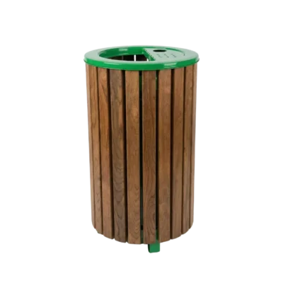 Ahşap Çıtalı Bahçe Çöp Kovası